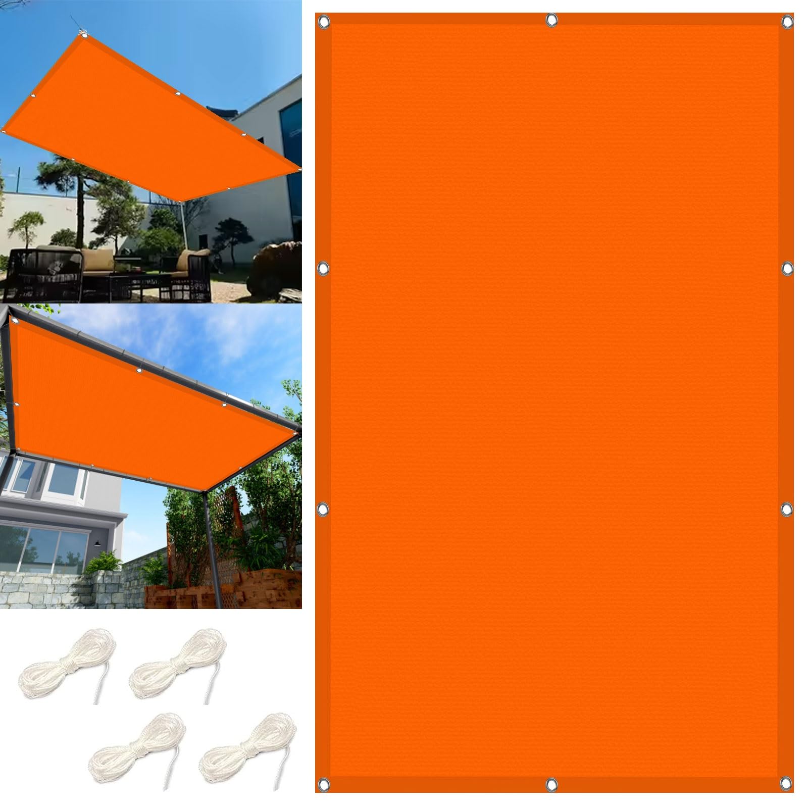 Zonnescherm Zeil 1 x 4.5 m Ademende Zonwering Scheurvaste Schaduwdoek Sunblock Schaduwnet Incl Bevestigingstouwen Voor Terras, Tuin, Creme Kleur