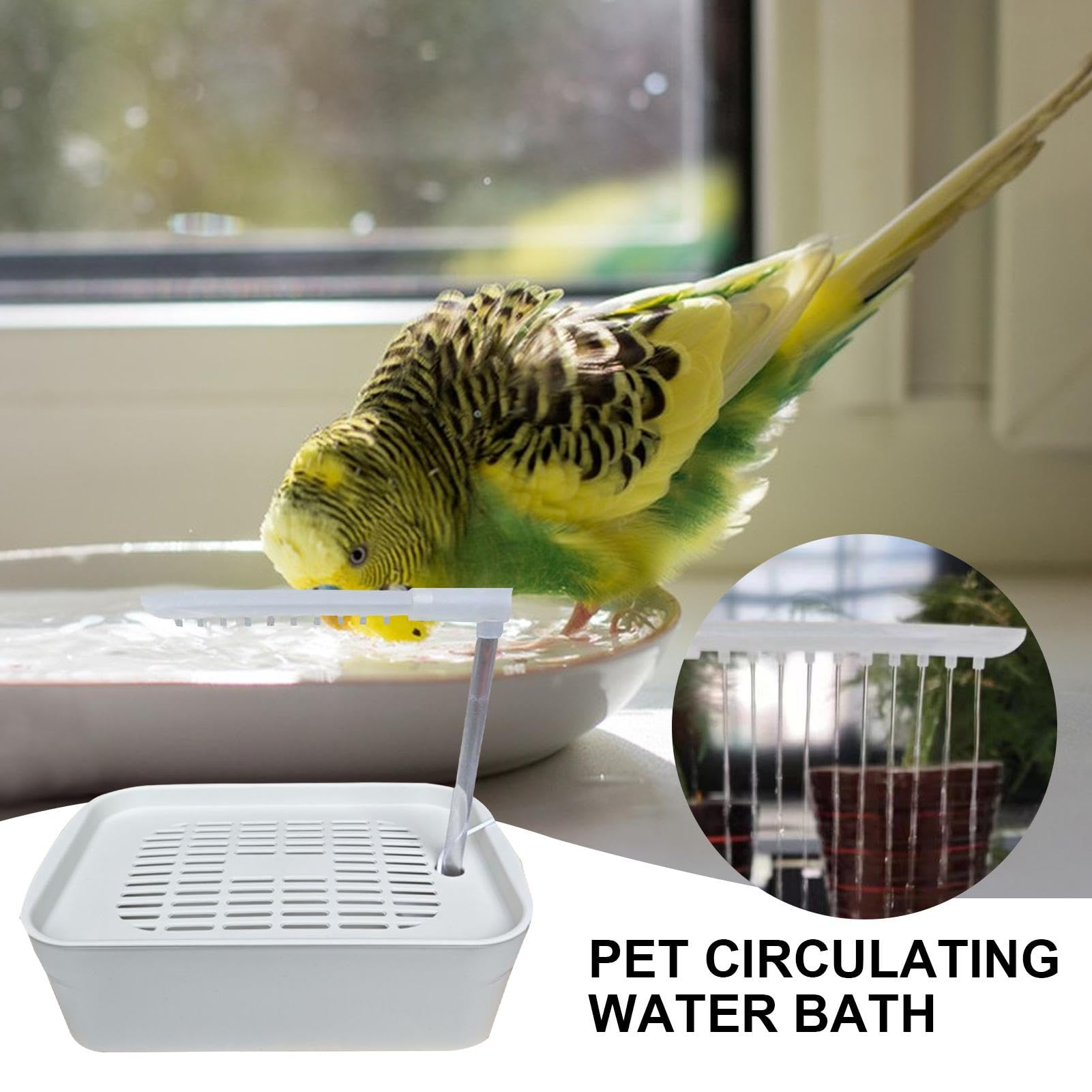 Parrot Bath, Parrot Bath Parrot Automatyczna wanna | Fontanna do kąpieli z zasilaniem USB, akcesoria w klatce dla zwierząt domowych