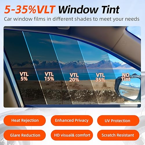 Miniatura 4 de 20% VLT 20 pulgadas x 100 pies de carbono HD película tintada para ventana de coche y hogar, rollo de película de 2 capas para ventana y 8