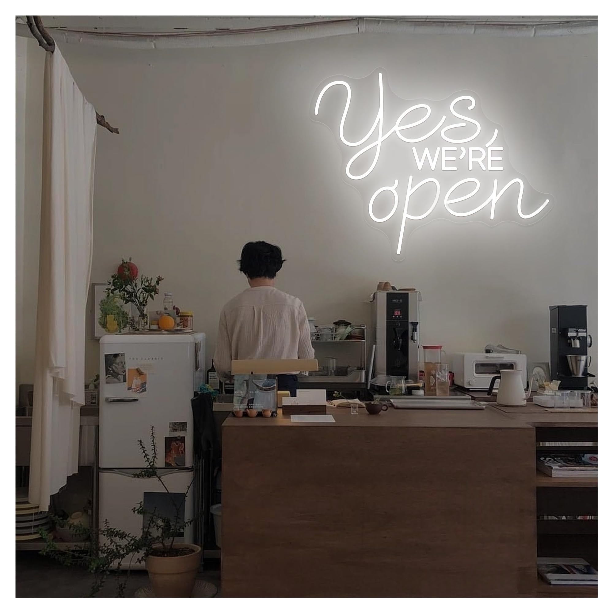 Shouxi D Sign Lamp Yes We're Open Neon Sign, Business For Essert Shop Pet Cafe Window Ecor 45Cm(D)