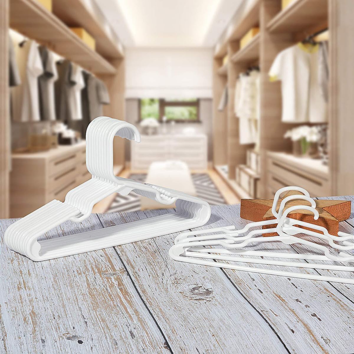 20pcs White Plastic Clothes Hangers Non-Slip Coat Hooks for Boys and Nursery Closet Storage Home Organization