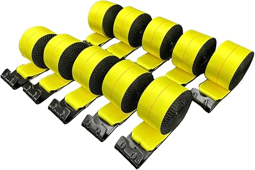 Correas de cabrestante de 4 pulgadas x 30 pies (10 unidades) - 5400 libras WLL - Ganchos planos, remolque de plataforma plana, amarre de camión,