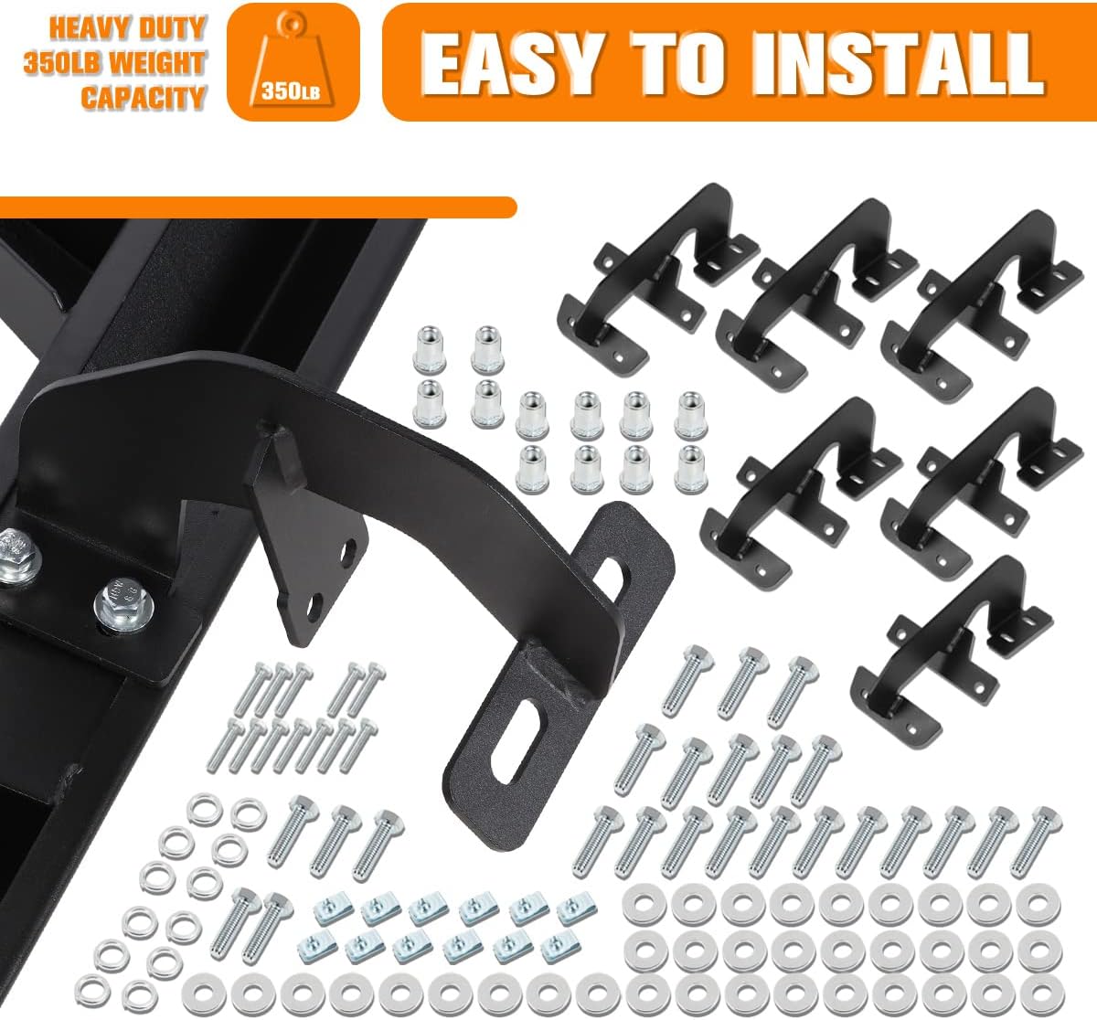 [Pair] 2.75 Inch Black Steel Drop Side Steps Nerf Bars Running Boards Compatible with 09-24 Dodge Ram 1500-3500 Crew Cab