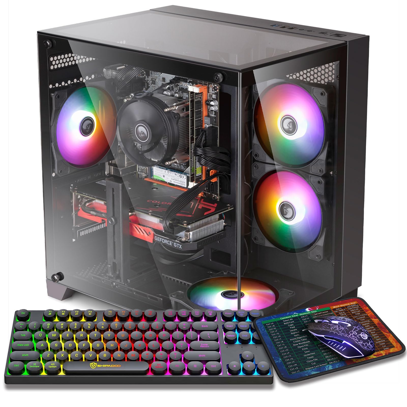 ZER-LON Gaming PC Desktop Computer, Core I7 up to 3.9GHz, Radeon RX 590 8GB GDDR5, 16G DDR3 RAM, 512GB SSD, WiFi 5.0, Prebuilt Gaming PC Tower Computer with 5 RGB Fan