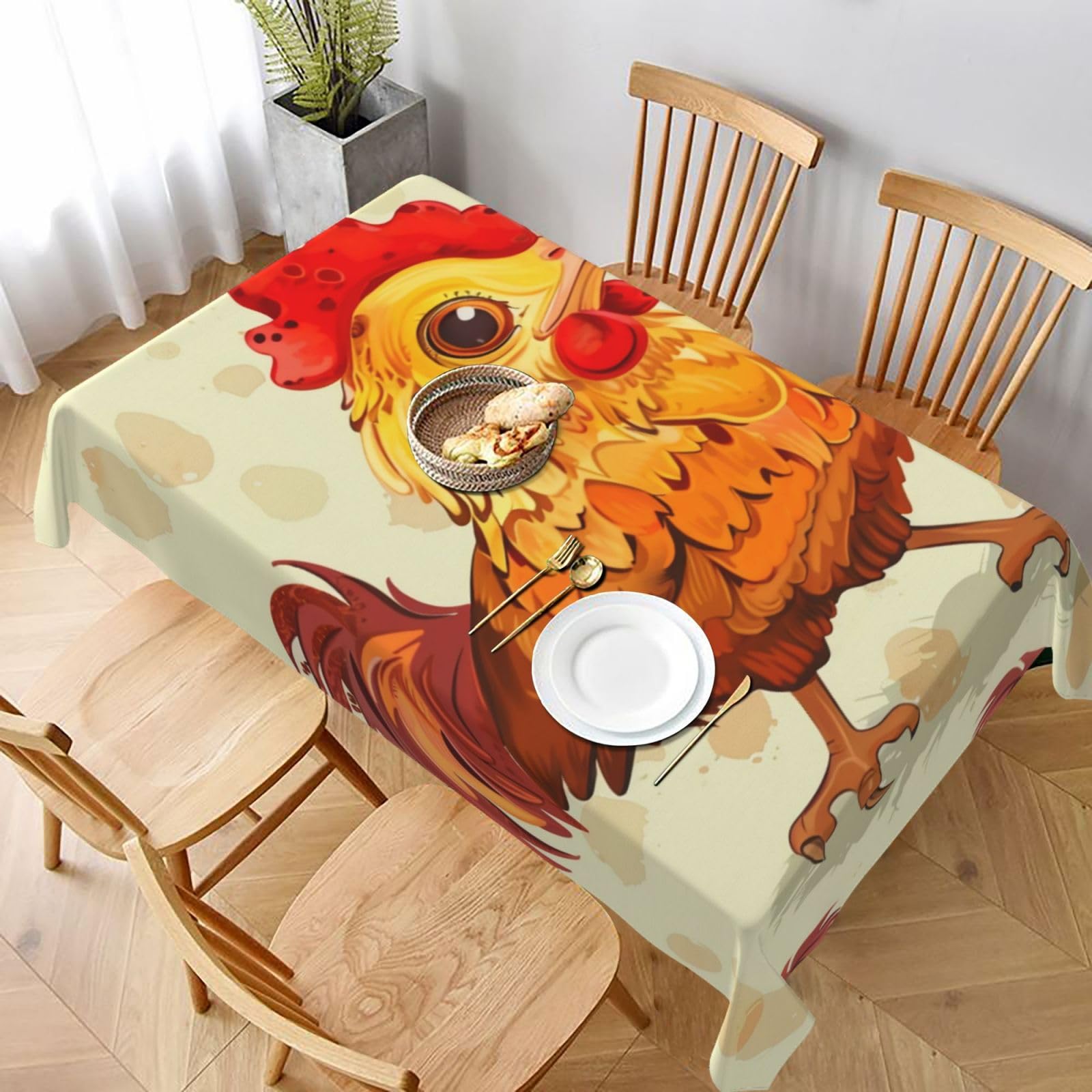 WPKJU Chicken Chick Printed Tablecloth 60x90 in Water Resistant Table Cover Washable Rectangle Table Cloth for Dining Tables