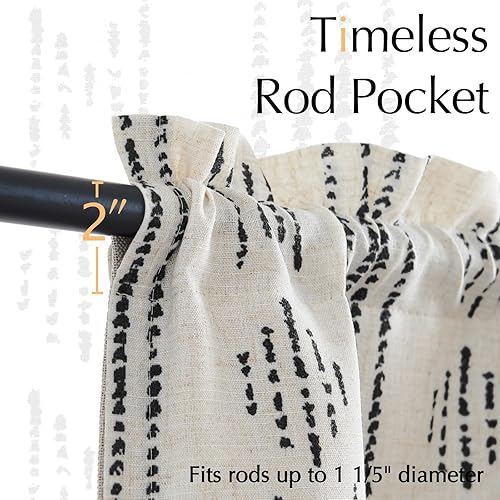 Miniatura 7 de jinchan Cenefa bohemia con cenefa de cocina opaca para ventanas, cenefa geométrica a rayas para sala de estar, cenefa de doble capa de 18 pulgadas,