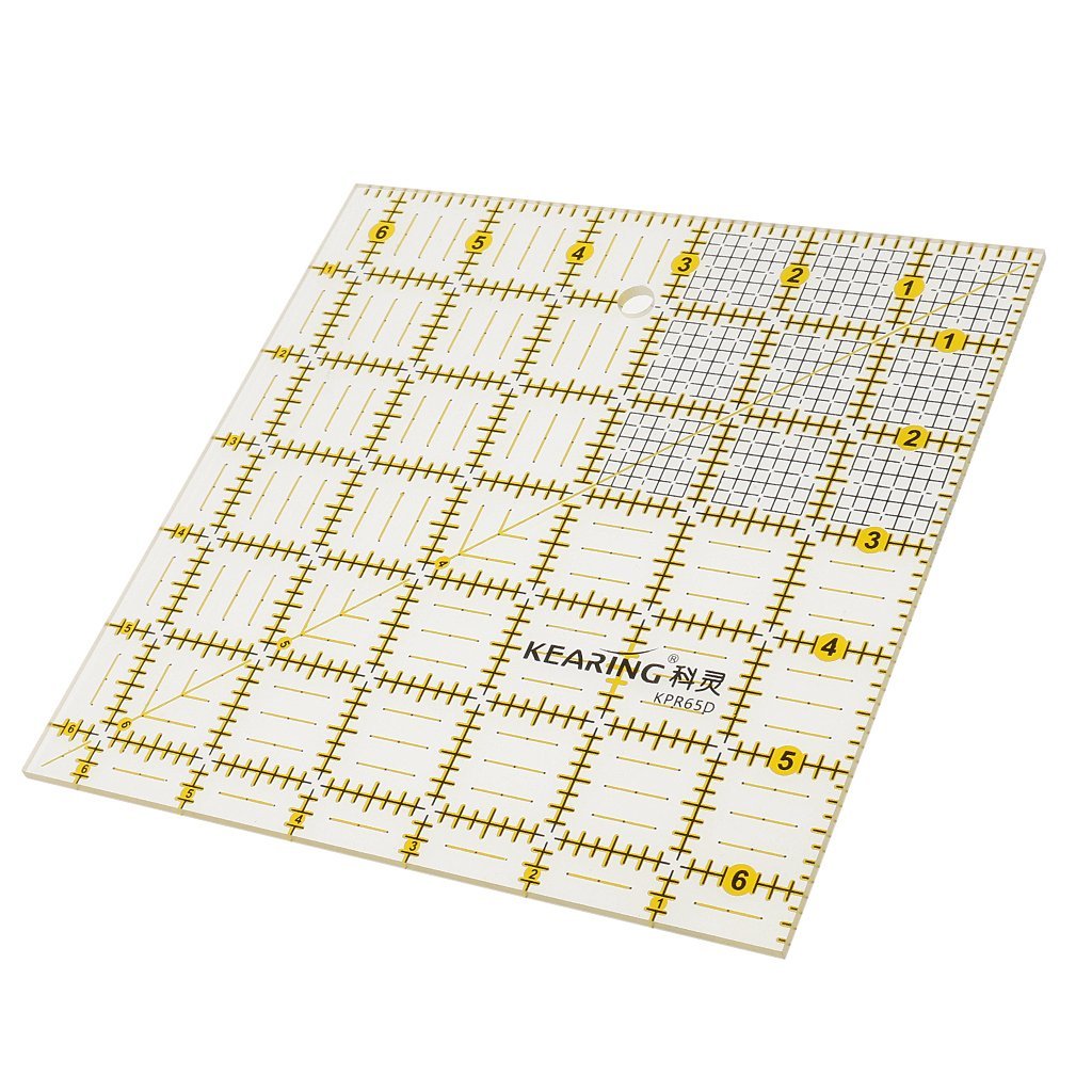 Inzopo Square Grid Sewing Quilting Ruler Drawing Template Diy Tool For Patchwork Craft 16.5X16.5cm