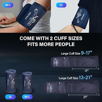 Blood Pressure Monitor for Home Use,Automatic Upper Arm Blood Pressure Machine with 3x199 readout,5.4 inch LED Large Screen,Adjustable Two Cuff 9/17 or 13/21 inches XL Cuff