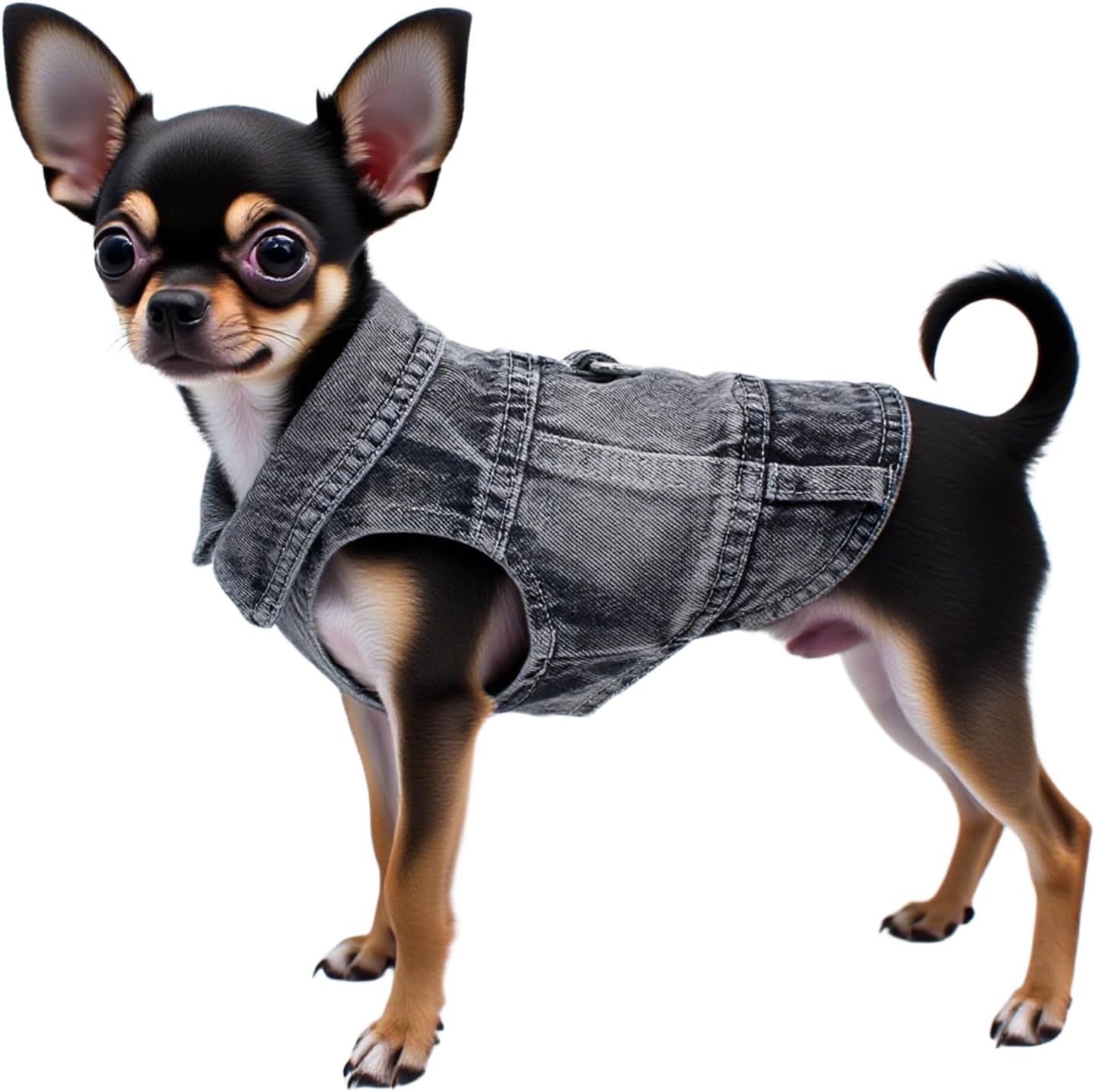 Puppy Dog Denim Jacket for Small Dogs Boy,with D-Ring Pet Clothes(S) image 2