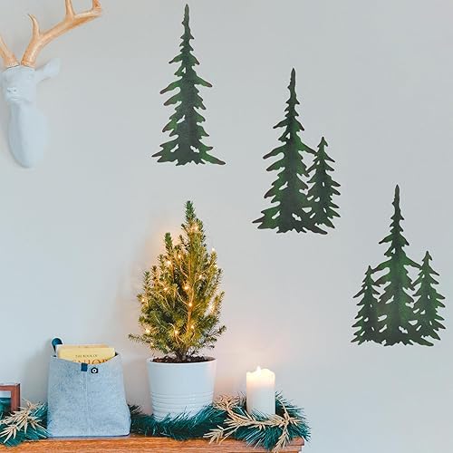 Miniatura 3 de Decoración de árbol de pino para pared, decoración de pared de metal para exteriores, decoración de casa de campo y bosque
