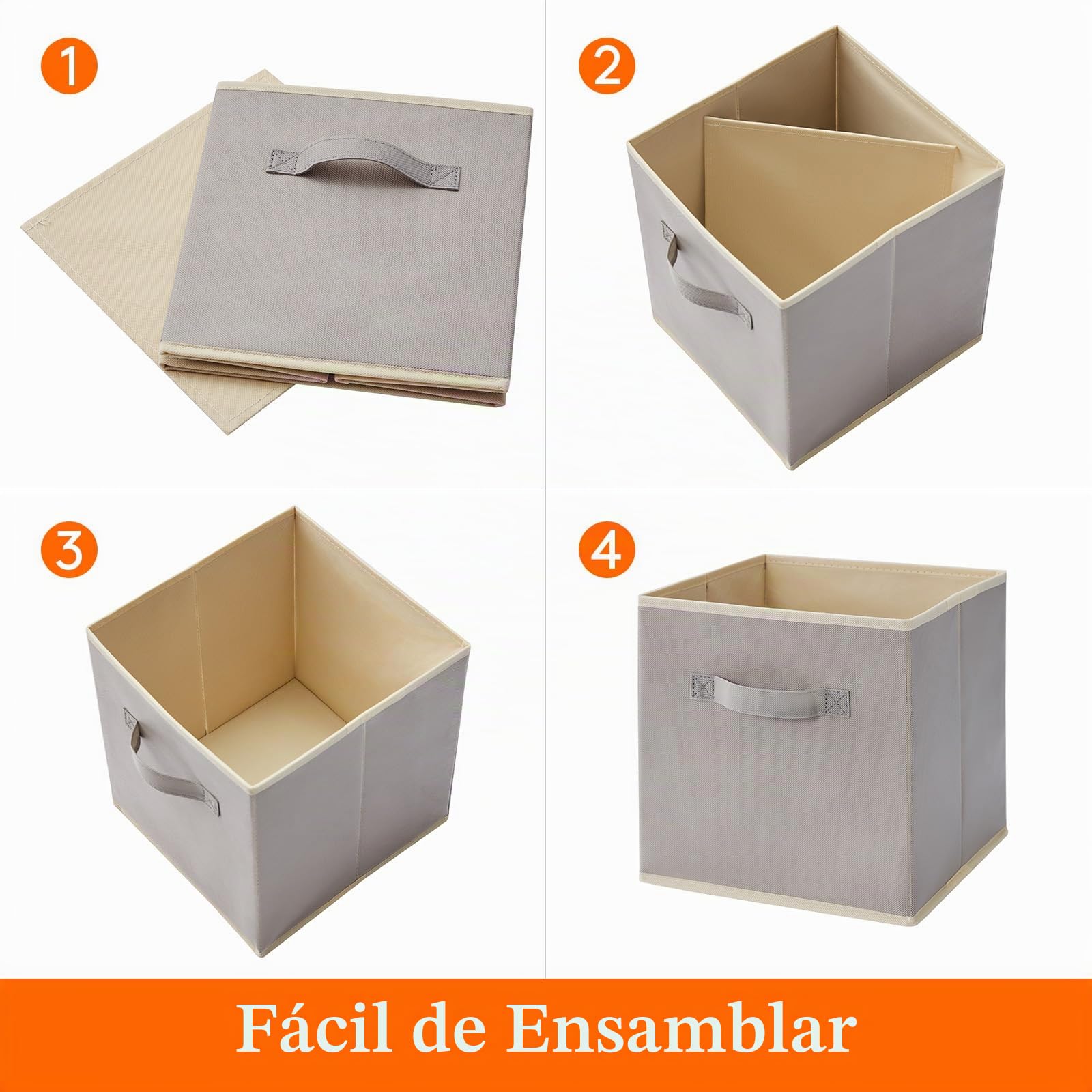 Lifewit Cubos de almacenamiento plegables, Cestas de Almacenamiento de Tela, Cajas de Almacenamiento con asas, Organizadores para ropa, Juguetes, 33 x 33 x 33 cm, 36 L, Juego de 10, Gris Claro