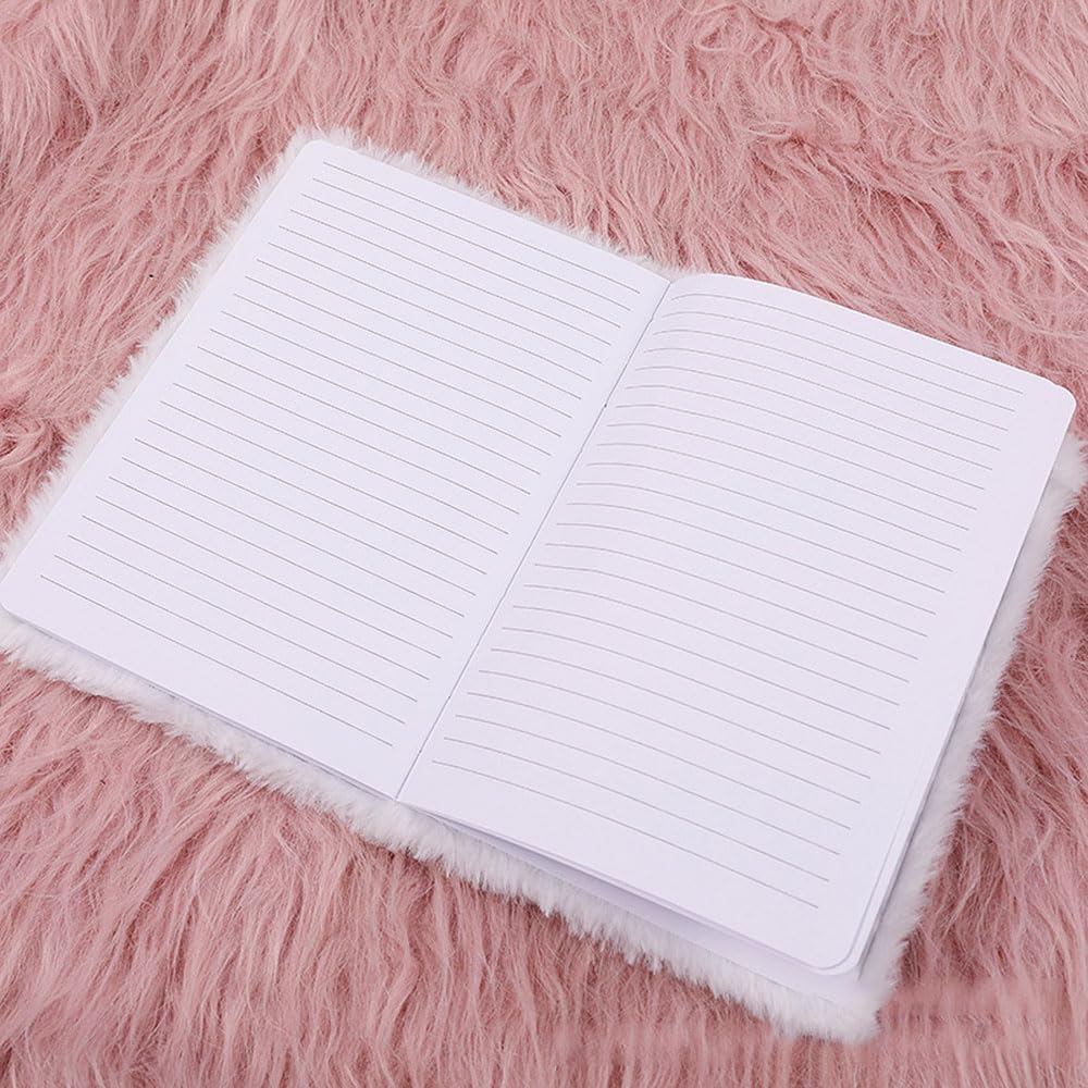 Belegao Rabbit Diary with Lock for Girls Fluffy Journal with Lock Keys Purse and Pen Secret Diary for Kids Home School Travel Writing Notebook Plush Rabbit Rainbow Heart - Image 3