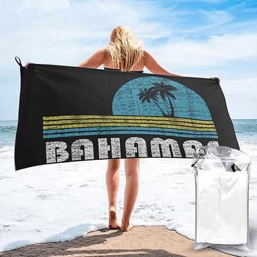 Bahamas - Toalla de playa con toalla, 31.5 x 63 pulgadas, toallas de playa de microfibra suave, de secado rápido, absorbentes, sin arena, manta de