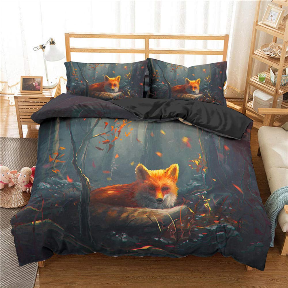 LTHCELE Bettbezug 100% Baumwolle Bettwäsche Mikrofaser 3 teilig 155 x 220 cm Natur Wälder Tiere Fuchs 100% Atmungsaktive Angenehme Mikrofaser Bettwäsche weiche Flauschige Bettbezüge mit Reißverschluss Küche, Haushalt & Wohnen