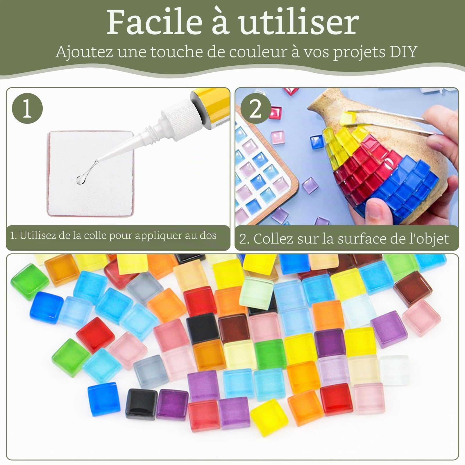 Uxcell Carreaux de Mosaïque en Verre 12 mm, 200 g Pièces Rondes en Verre Iridescent Carreaux de Mosaïque Recyclés en Vrac pour Vase Pots de Fleurs Décoration d'Aquarium Projet de Jardin Bricolage