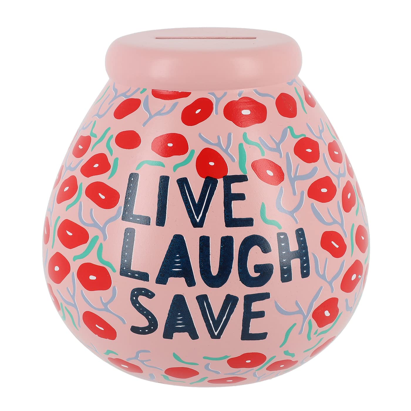 Pot Of Dreams Ceramic Money Pot Smash Money Box Savings Jar - Live Laugh Save Fund