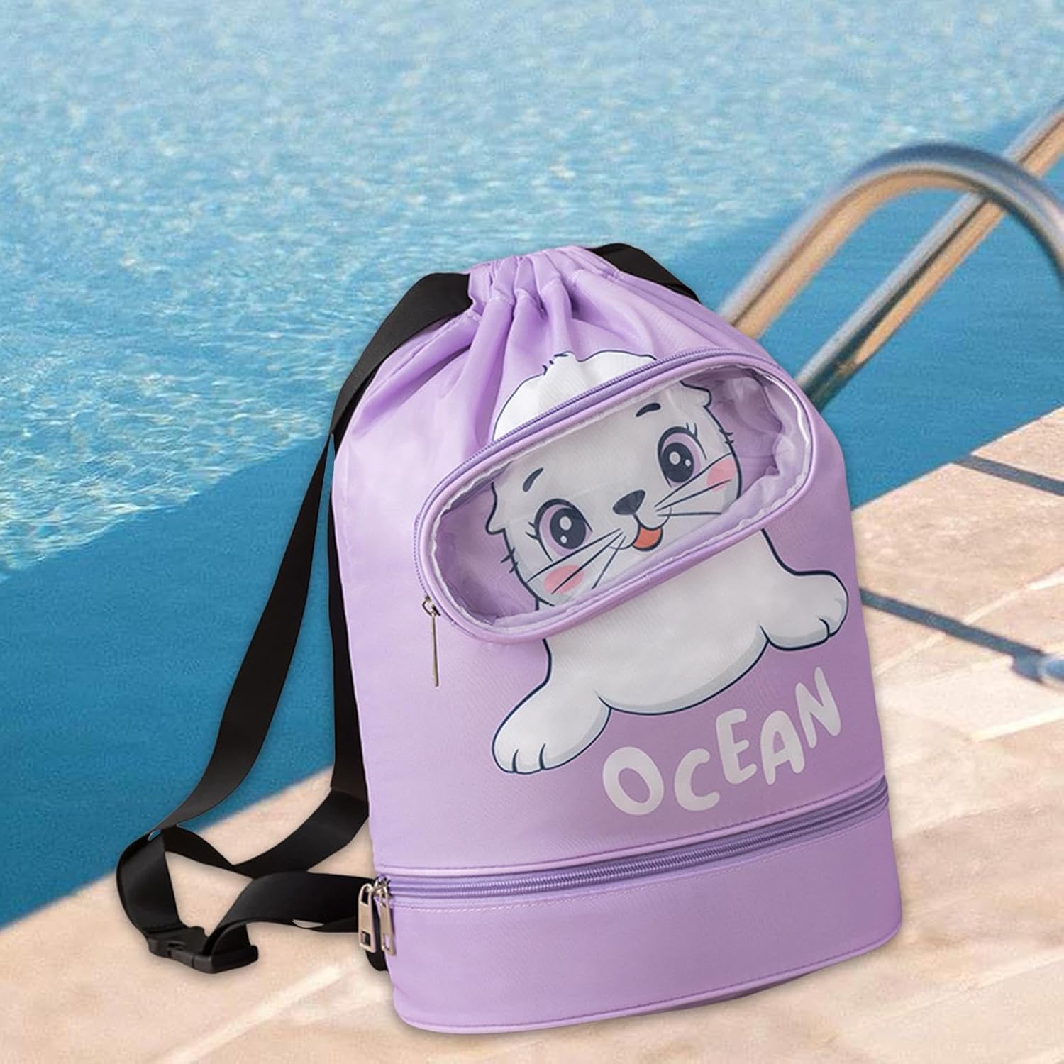 Mochila con Cordón para Niños Mochila de Cuerdas Impermeable Bolsa de Natación Grande Bolsa de Deporte con Compartimento para Acampar, Montar, Senderismo, Rafting