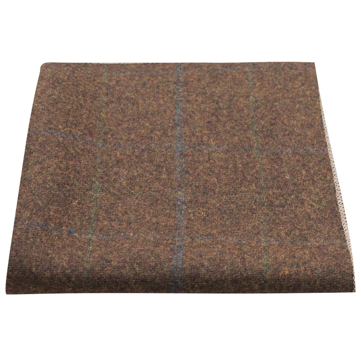 King & Priory Heritage Check Cedar Brown Pocket Square, Handkerchief