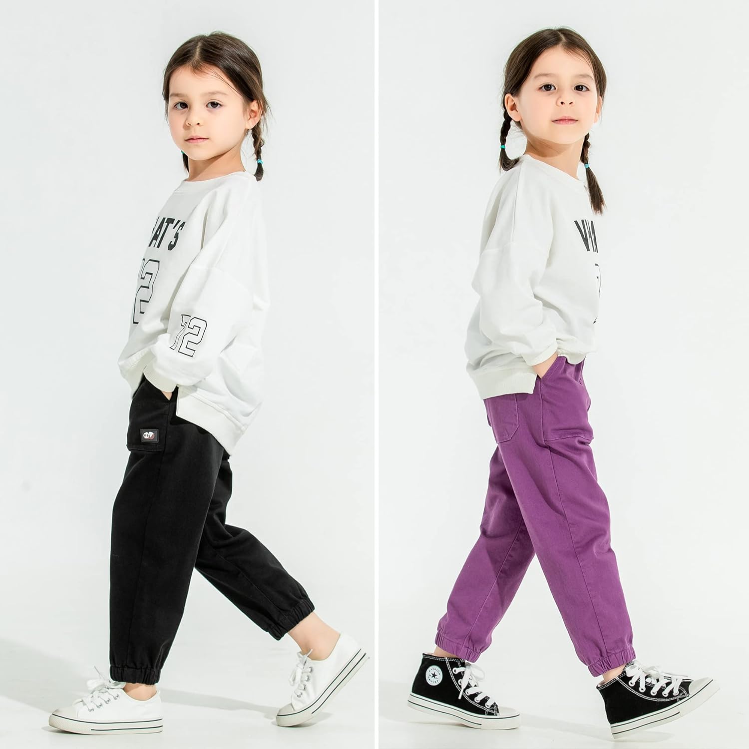 MINI PANDA Toddler Pants - Little Girls & Boys Stretch Fabric Pants 2-Pack (2T-6T) - Image 3