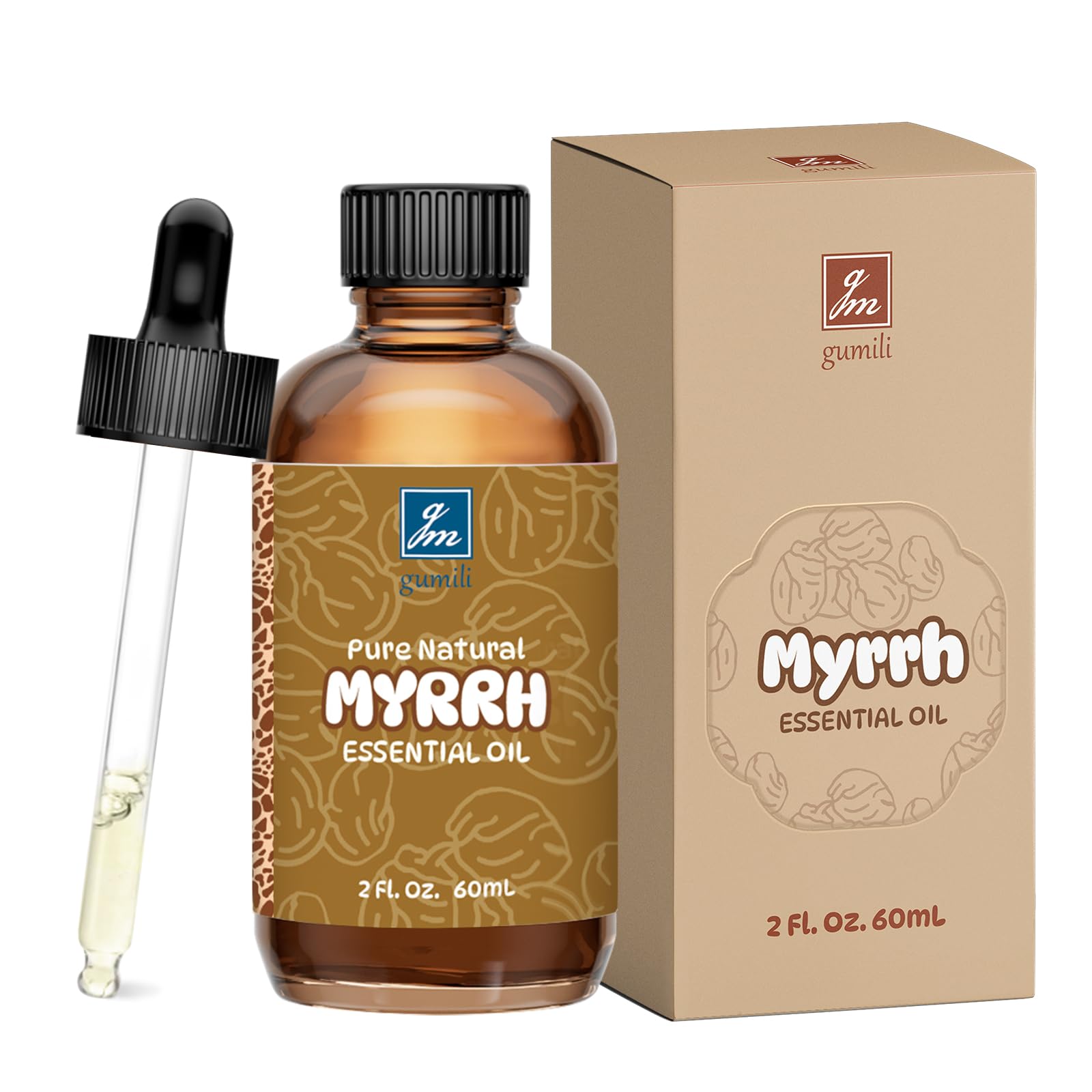 GM Gumili Myrrh Essential Oil for Skin, Hair, Diffuser, DIY Blends, 2 Oz