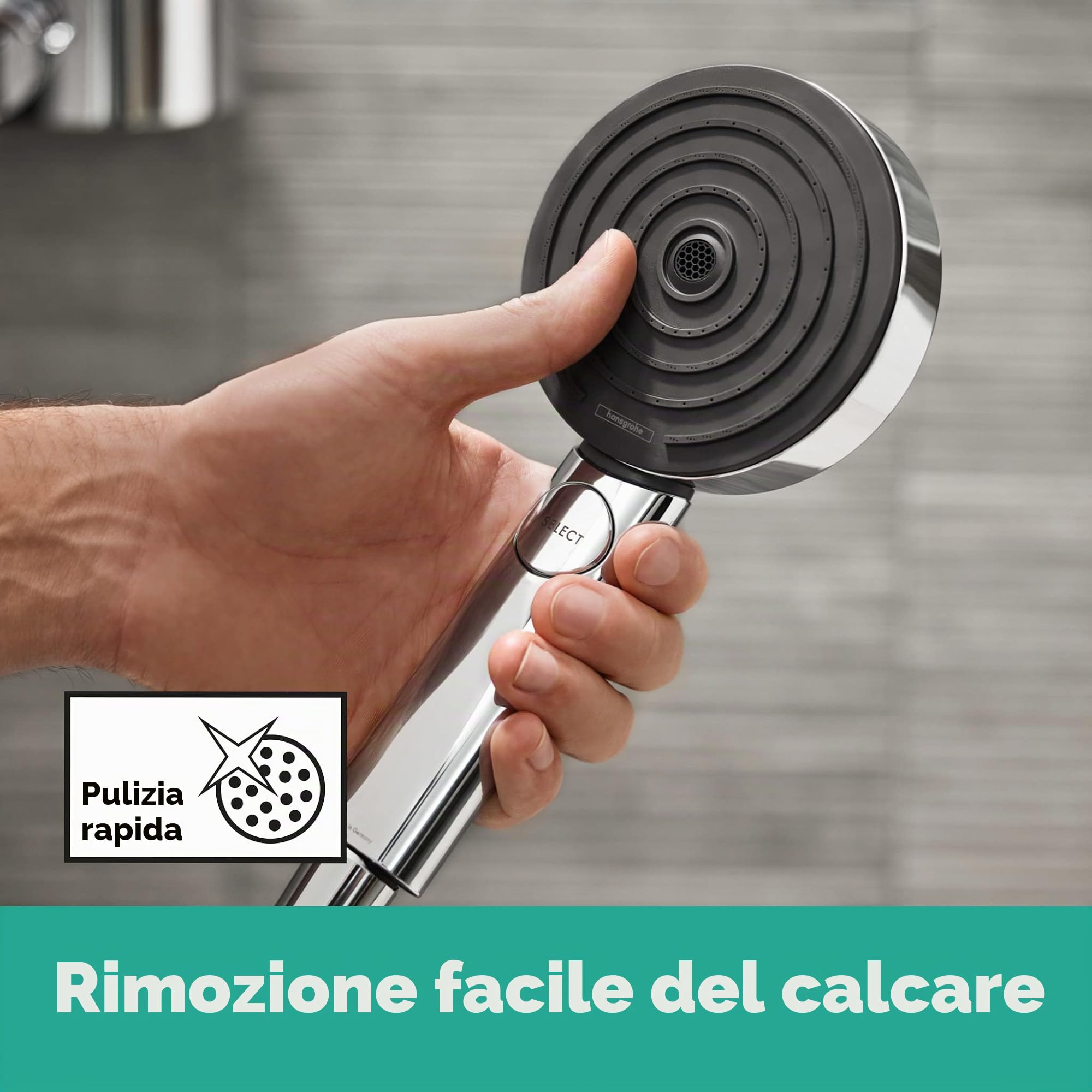 hansgrohe Pulsify Select S Set doccia 105 3 tipi di getto Relax con asta doccia 90 cm, cromo, 24170000