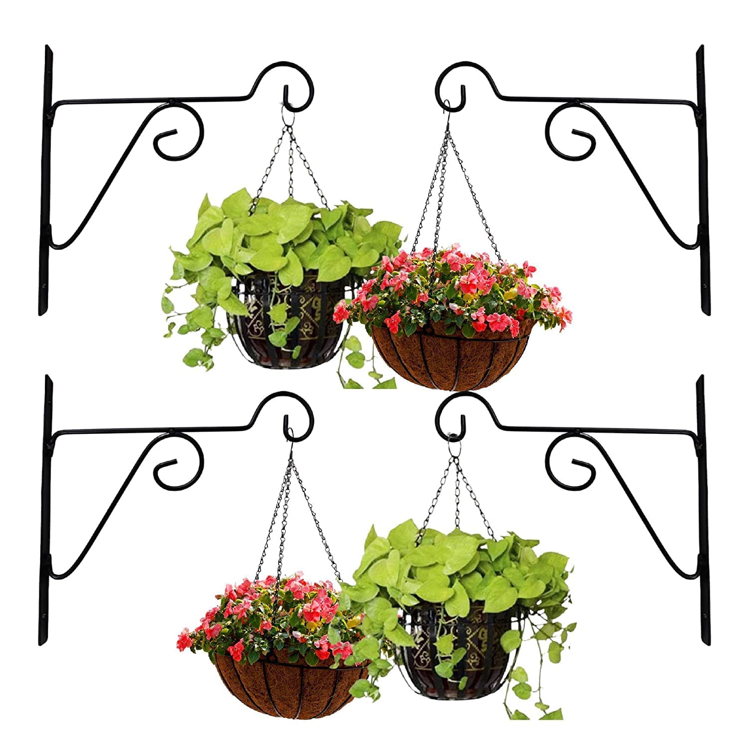 NAYRA Black Color Metal Wall Hanging Brackets for hanging Planters - Metal Hanging Hooks, Holder for Indoor Outdoor Planters Flower Pot Home décor Storage Organiser(Set of 4) - Image 3 thumbnail