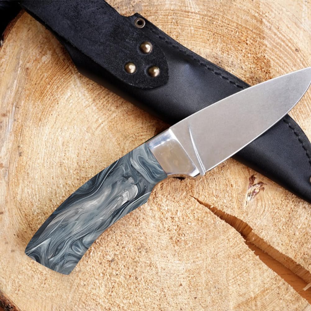 MAYJOYDIY 2 escalas acrílicas con patrón de mármol, hojas de agarre negras para mango de cuchillo, manualidades, 16 x 5 x 0,7 cm
