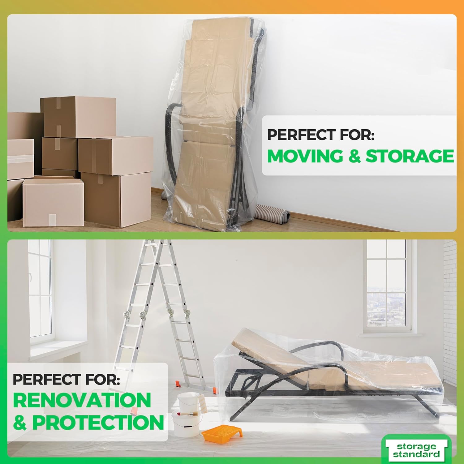 2-Pack Waterproof Outdoor Chaise Lounge Covers for Patio Furniture - Reusable & Heavy-Duty Clear Plastic Outdoor Furniture Covers Waterproof for Lounge Chairs, 84" x 32" x 32" - Image 9