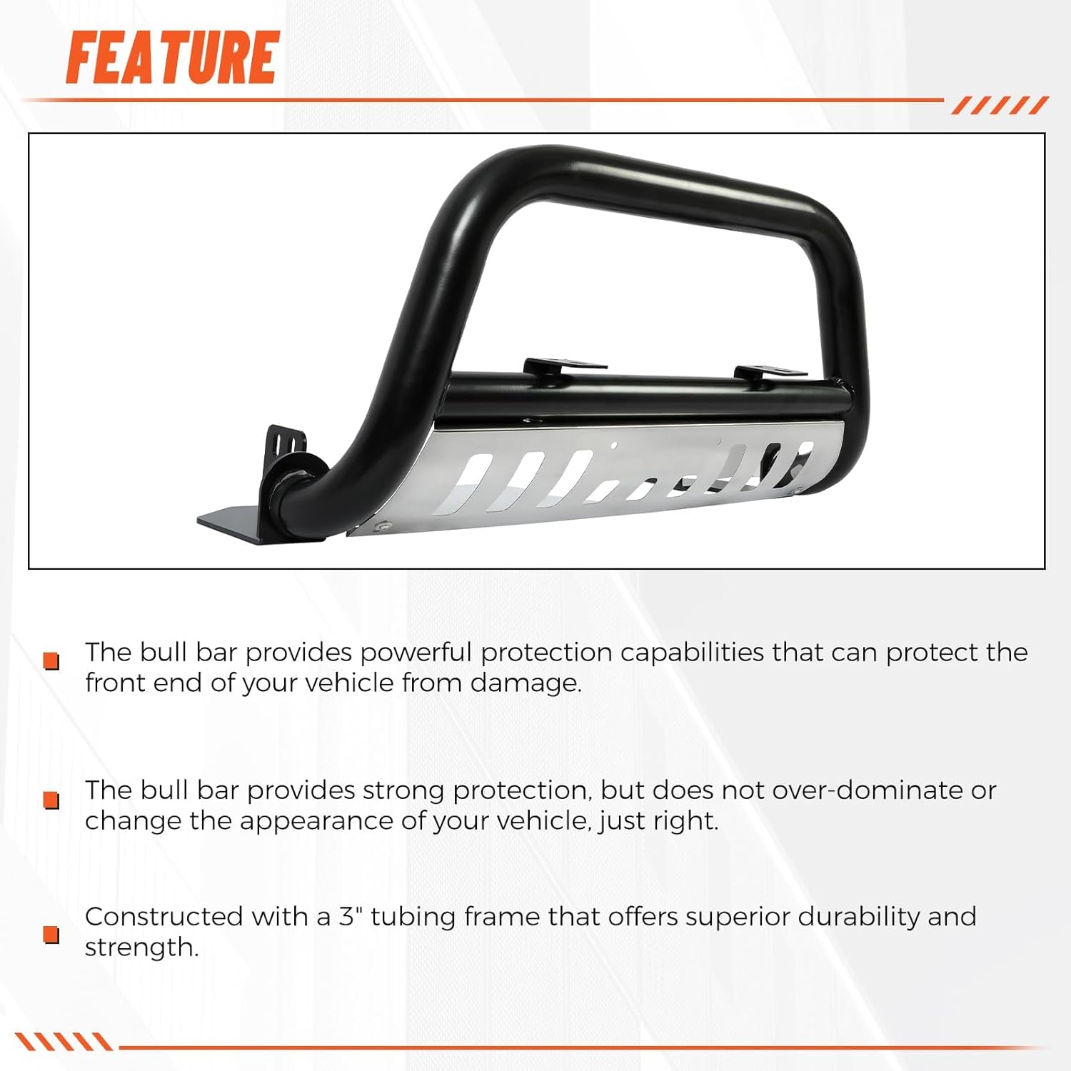 ECOTRIC Bull Bar Compatible with 1998-2004 Toyota Tacoma 1996-1998 Toyota 4Runner 3" Tube Brush Push Grille Guard Front Bumper