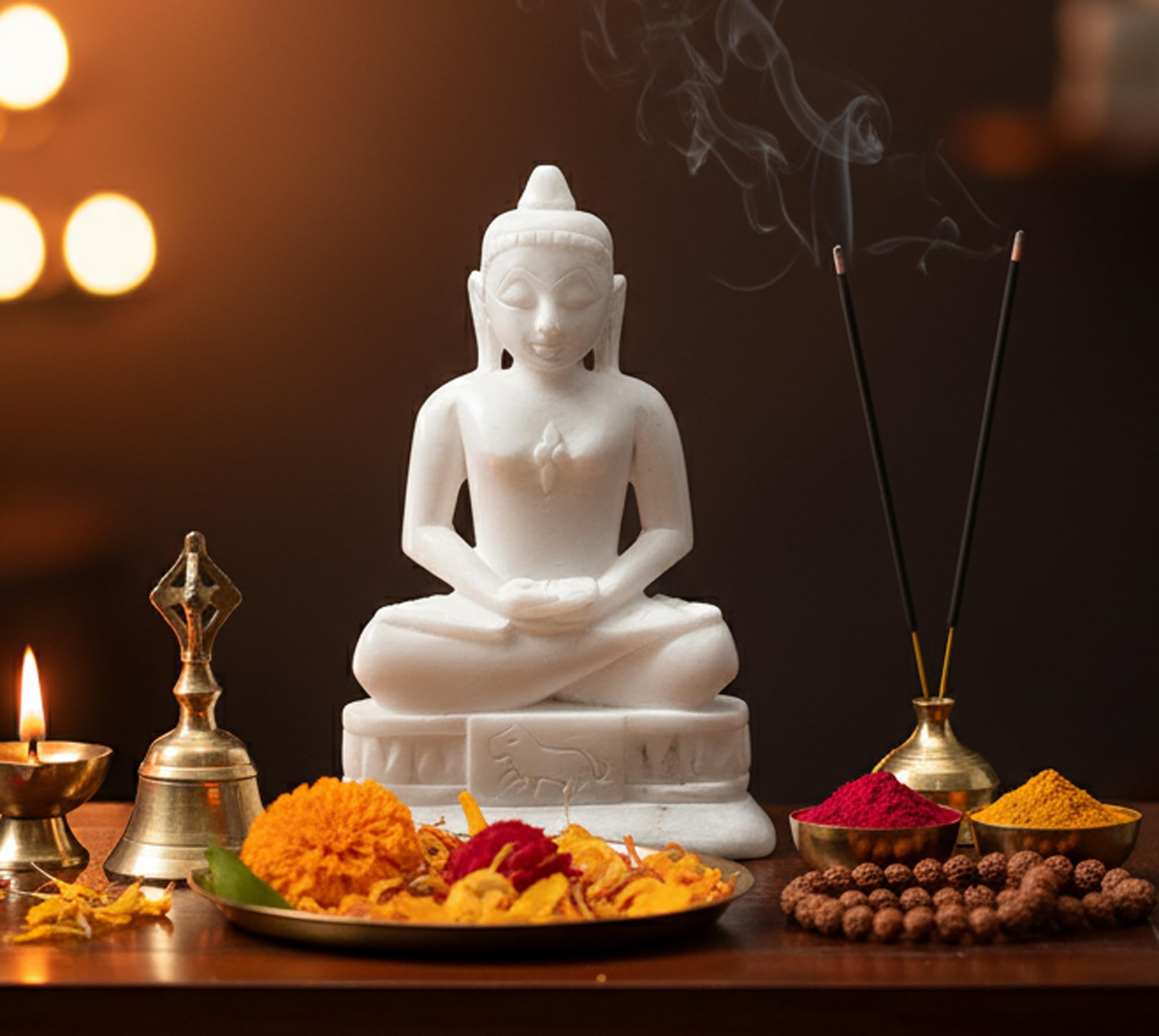 Marble Stone Mahaveer Jain ji Mahavir Swami Murti Statue Idol Sculpture (6.5" Inches)