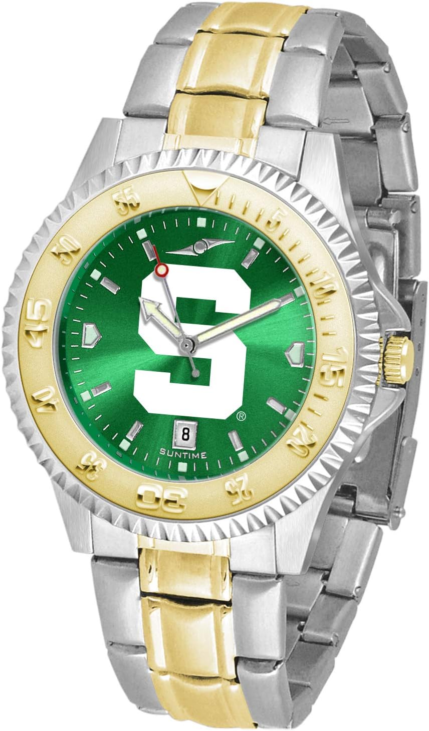 SunTime Michigan State Spartans Men's Competitor Steel Watch Two-Tone Gold/Silver with Anochrome Dial