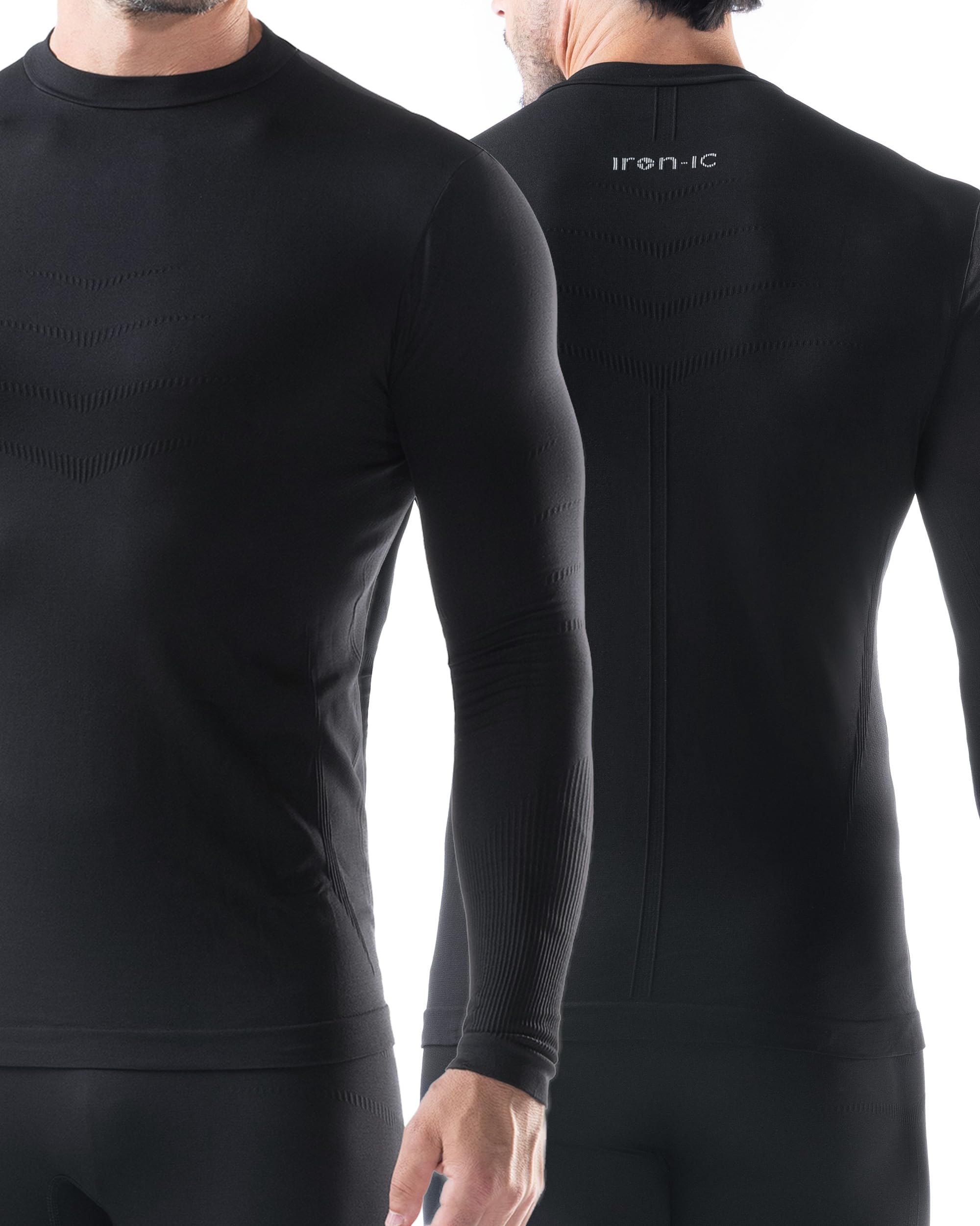 Iron-Ic - Kit térmico para hombre con camiseta de cuello alto y mallas 3/4 transpirables para actividades al aire libre - Art. 900482