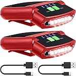 Mudder 2 Pieces LED Clip on Cap Lights USB Rechargeable Cap Flashlight Clip Waterproof Ultra Bright Hat Flashlight Headlamp for Fishing Camping Hand Work (Red)