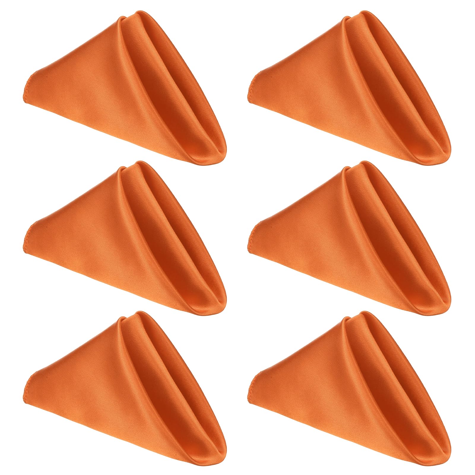 sourcing map 6 Pcs Orange Satin Napkins, 12x12 Inch Dinner Napkins Cloth Washable Polyester Soft Square Table Decoration for Restaurant Parties Wedding Dining Banquet Event