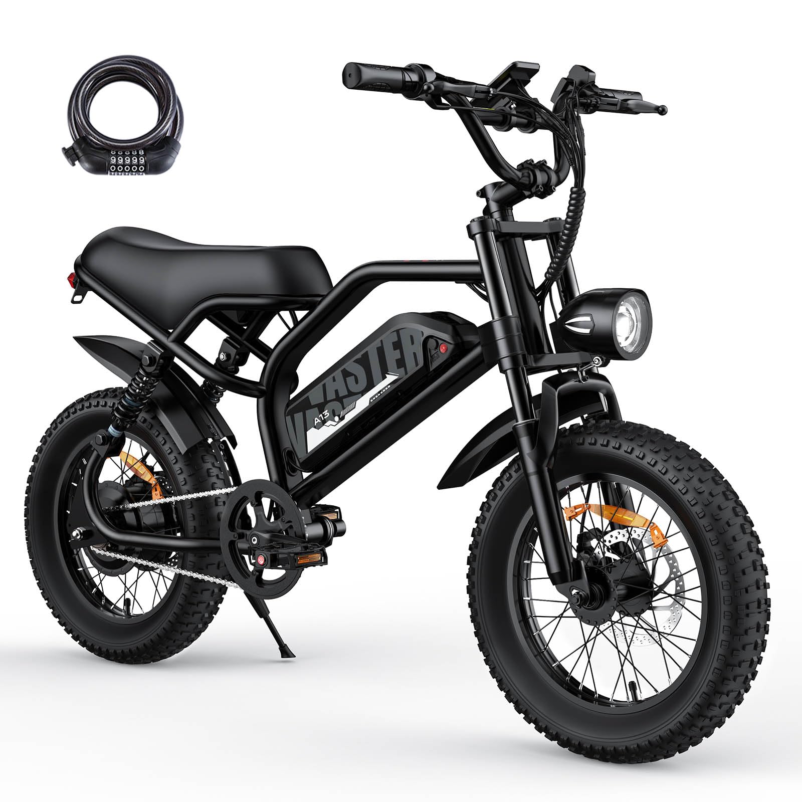 Electric Bike, 16'' Fat Tire eBike for Teens/Adults, 500W E-Bike with 36V/12.8Ah Removable Battery, 22MPH 45 Mile Range Commuting Electric Mountain Bike with Dual Dual Brakes