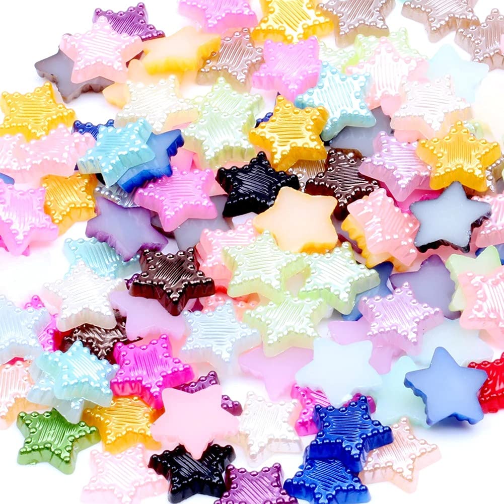 Random Color 1000PCS Craft ABS Star Imitation Pearls Resin Slime Beads Flatback Buttons for Handcraft Accessories Scrapbooking Phone Case Decor Bead