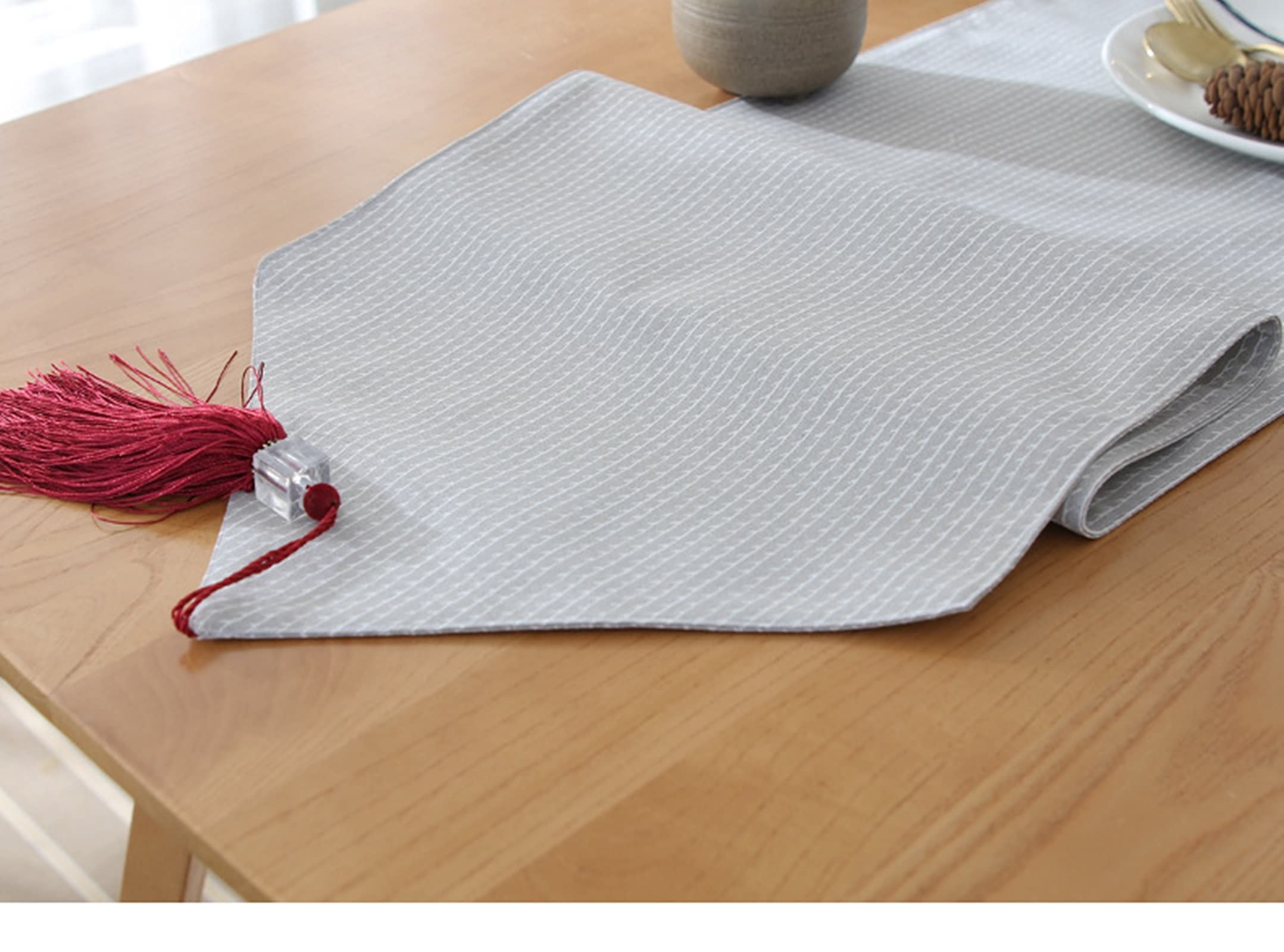 Runner Tavolo 33x200CM Strisce Singole Runner Tavola Grigio Cotone Decorazione Tavola