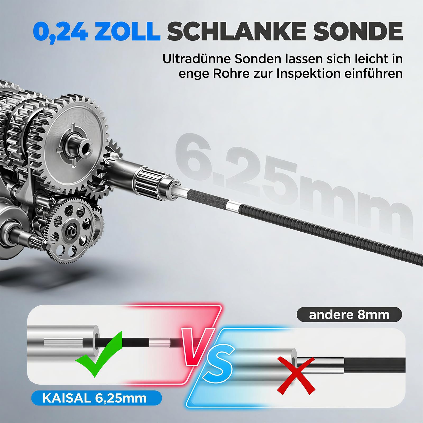 KAISAL 6.25mm Endoskopkamera 210° Beweglicher Kopf Inspektionskamera