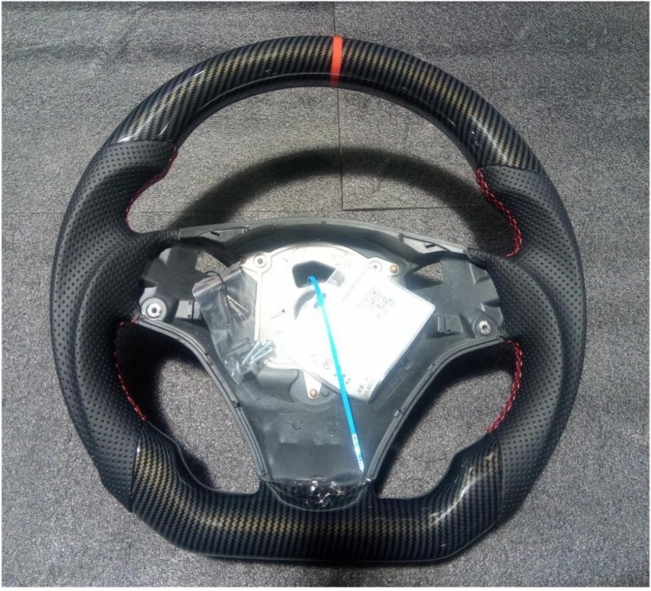 Steering Wheel Compatible For Bmw E92 E90 E89 E91 E93 330i 335i 328i M3 Series Steering Wheel Hydro-Dip Carbon Fiber Accessories 2005-2012(Red Big paddle)
