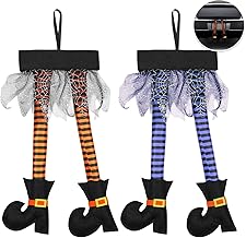2 Pieces Halloween Witch Decorations Novelty Witch Leg Picks with Shoes for Halloween Car Auto, Costume Party Supplies