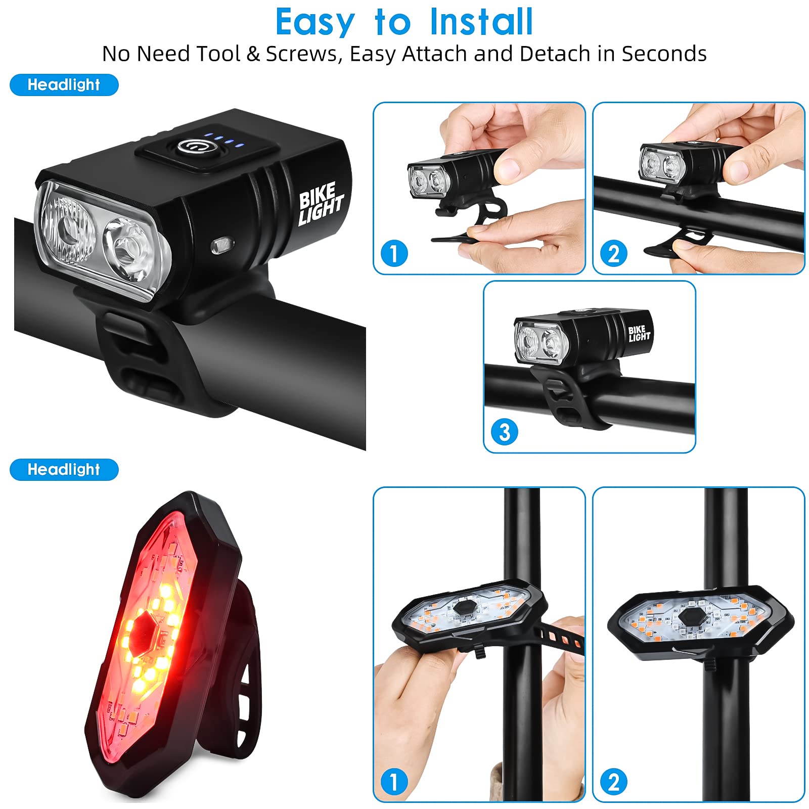 Bike Light Set 1000 Lumens Bicycle Lights Usb Rechargeable Bicycle