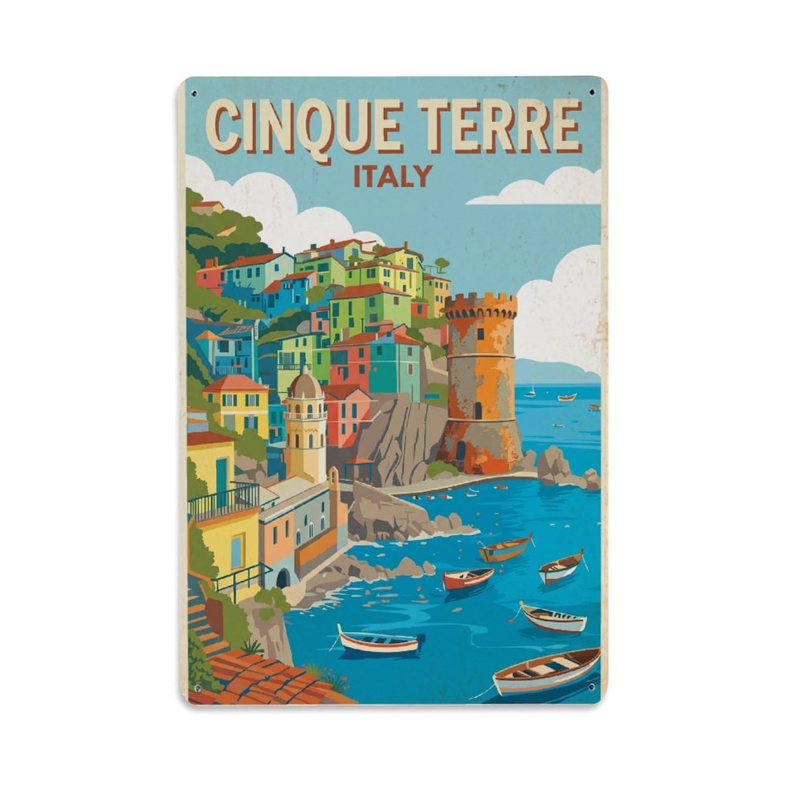 Huiyhb 8X12inch(20X30cm) Vintage Travel Cinque Terre Italy Journey Metal Tin Sign