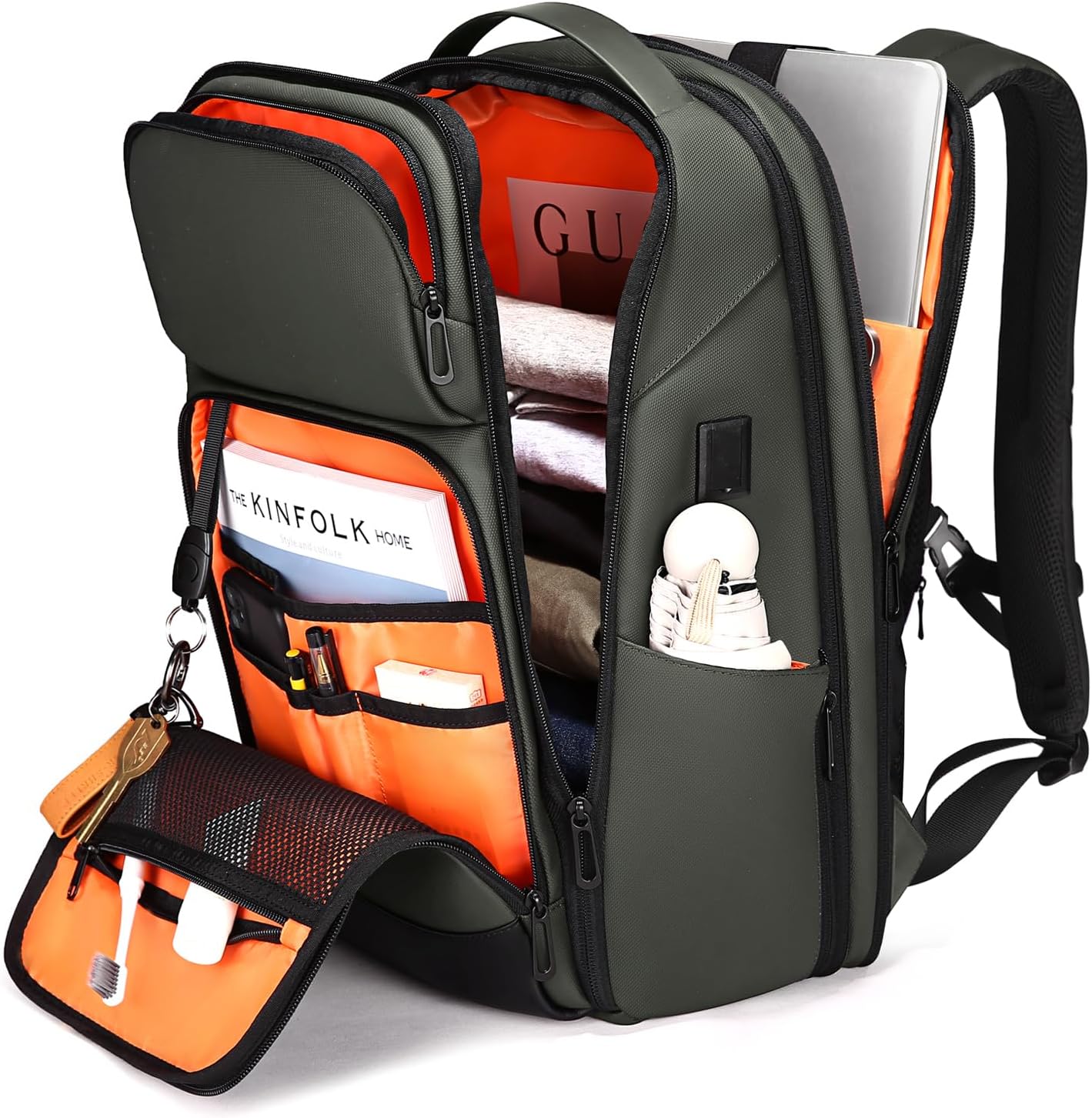 [FENRUIEN] リュック メンズ ビジネスリュック リュックサック 大容量 PCラップトップバック 防水 17インチ ビジネスバッグ マチ拡張 USB充電ポート 黒 型崩れ防止 通学 通勤 出張