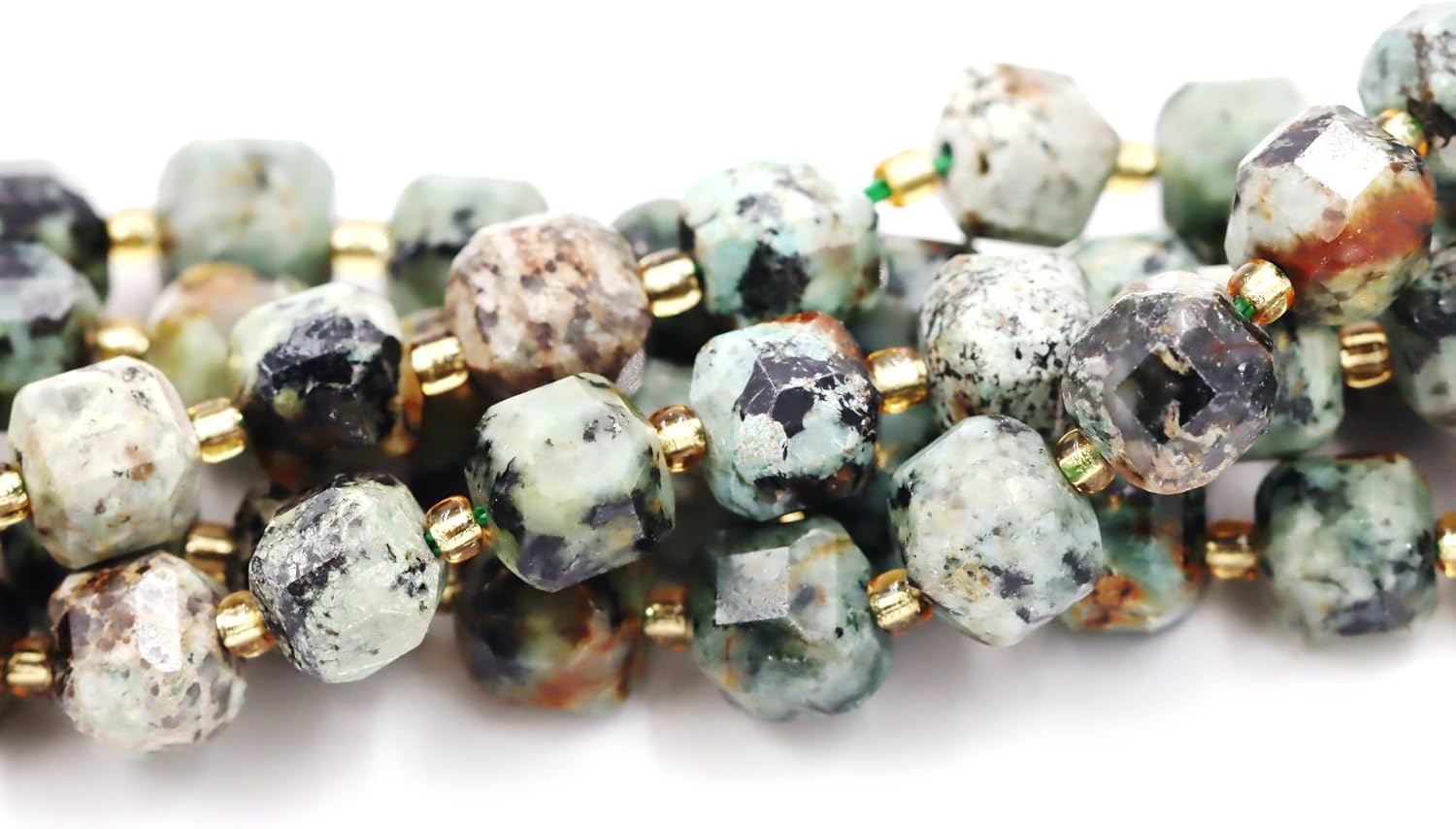 Malahill Wholesale Natural Faceted Stone Beads for Jewelry Making Sold per Bag 5 Strands Inside Cube African Turquoise 8mm