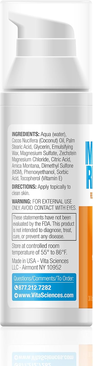 Vita Sciences Muscle Recovr Cream | Fast-Acting Magnesium with Electrolytes