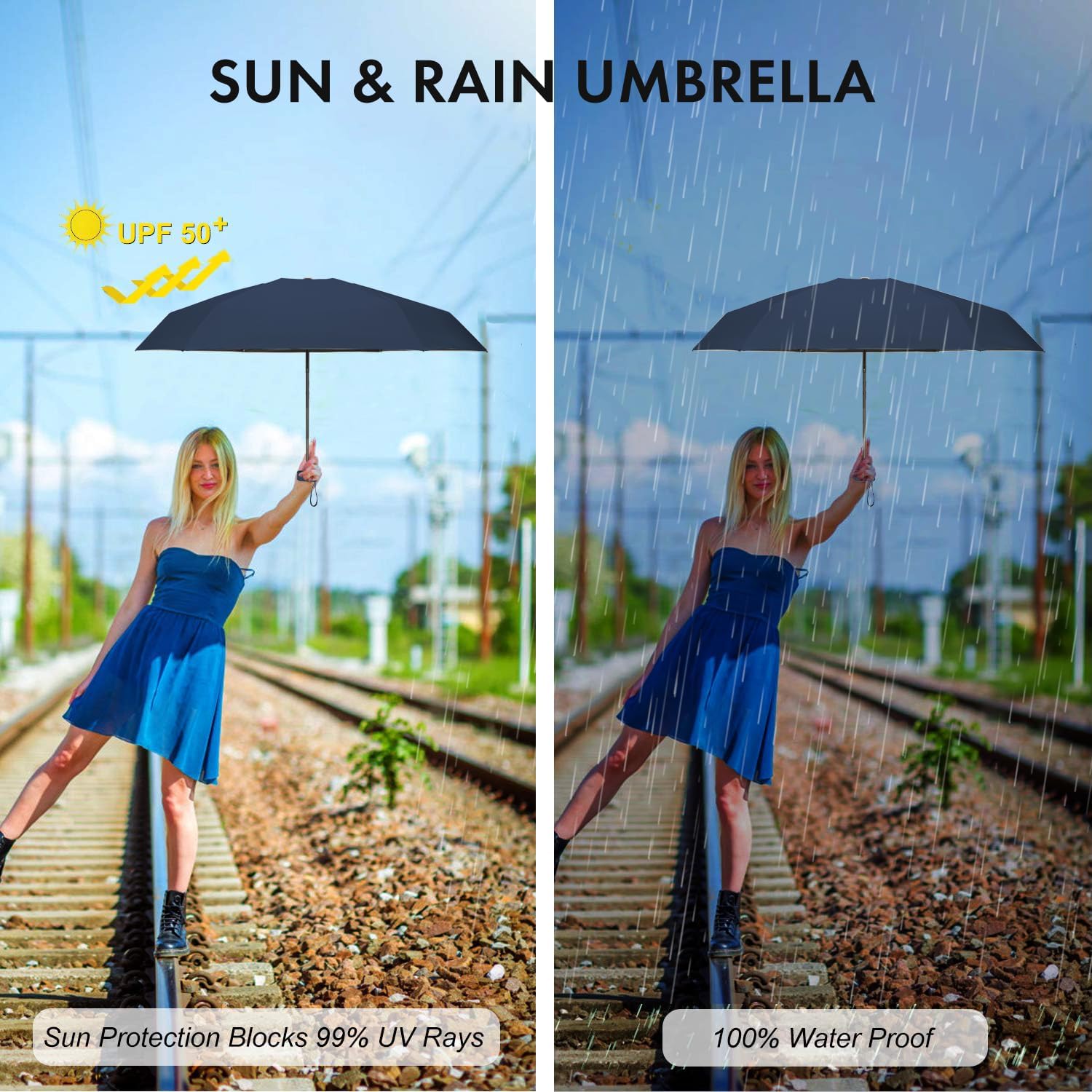 Mini Travel Umbrella Purse with Case Compact, Lightweight, UV Umbrella UPF 50+ Sun Protection, Windproof Portable Parasol for Women, Men & Kids - Image 6