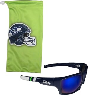 Siskiyou Sports NFL Seattle Seahawks Unisex Edge Wrap Sunglass and Bag Set, Team Colors, One Size (FESG155EB)