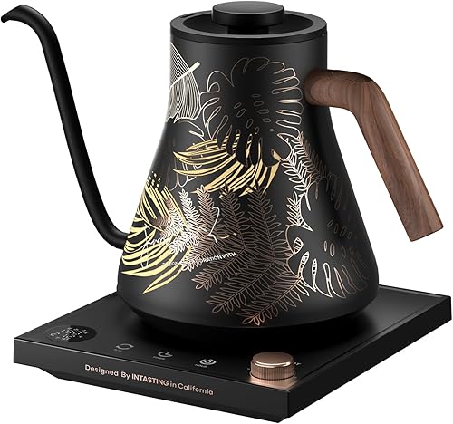 Miniatura 10 de Hervidores eléctricos, hervidor eléctrico de cuello de cisne, control de temperatura de ±1℉, interior de acero inoxidable, calentamiento rápido,