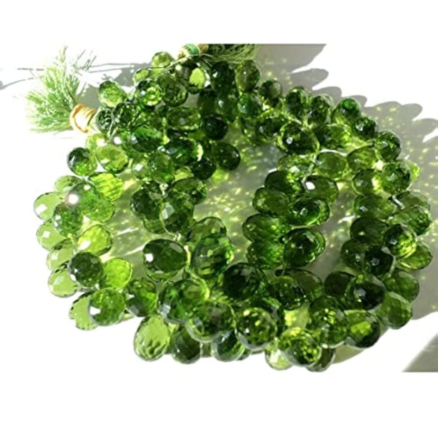 Peridot quartz gouttes facettées 7x11mm fil 4 pouces pour création collier
