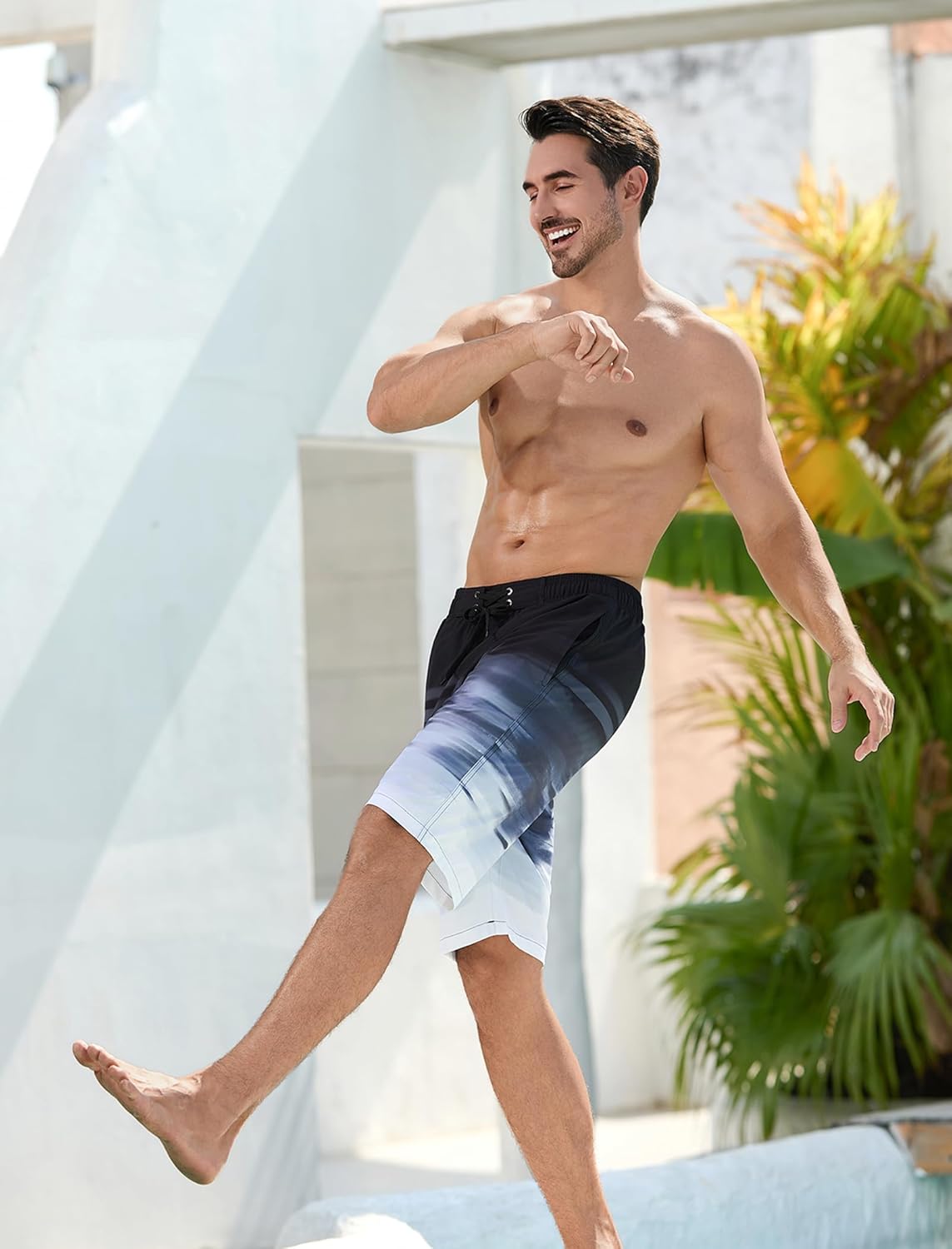 SILKWORLD Mens Swim Trunks with Compression Liner Quick-Dry 10" Stretch Beach Shorts - Image 7